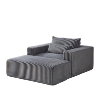 75 Inch Corduroy Sponge Sofa Lounge Chair With Removable Footrest,No Assembly Required,Fluffy Modern Sleeper Chair For Indoor Living Room Bedroom Grey Foam Corduroy 1 Seat