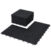 12 X 12 Inch Black Interlocking Deck Tiles Plastic Waterproof Outdoor All Weather Anti Slip Bathroom Shower Balcony Porch Strong Weight Capacity Upto 440 Lbs, Pebble Stone Pattern Pack Of 12 Black Garden & Outdoor American Design,American Traditional