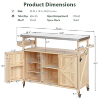 K&K Outdoor Kitchen Island, Rolling Bar Cart & Storage Cabinet, Farmhouse Solid Wood Outdoor Grill Table With Stainless Steel Top, Spice Racktowel Rack For Kitchen & Bbqnatural Natural Garden & Outdoor Classic,Farmhouse,French Country,Luxury,Modern Wood