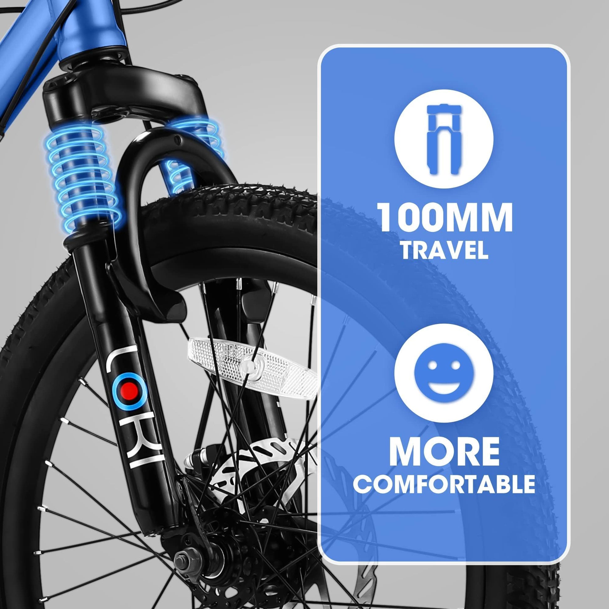 S20101 Ecarpat 20 Inch Kids Bike, Boys Girls Mountain Bike Ages 8 12, 7 Speed Teenager Children Kids' Bicycles, Front Suspension Disc U Brake, 14 Inch Height Steel Frame Blue Polyurethane Foam Carbon Steel