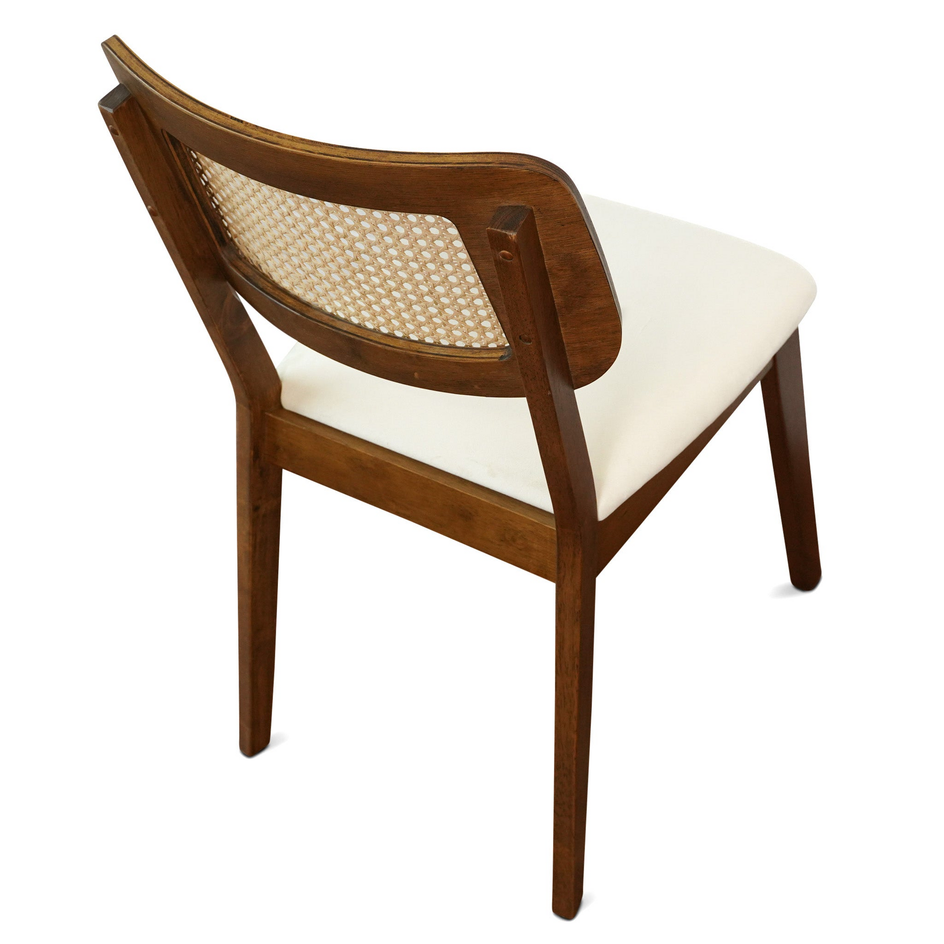 Kaden Cream Velvet Dining Chair Set Of 2 Solid Brown,Cream,Light Brown Brown Dining Room Foam Wipe Clean Mid Century Modern Dining Chairs Set Of 2 Foam Solid Wood,Velvet,Wicker