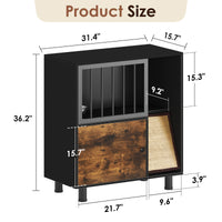 Cat Feeding Station, Feeding Station With Cat Scratching Board, Cat Locker With Storage, Black Vintage Color Black Vintage Particle Board