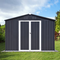 Metal Garden Sheds 10Ft 12Ft Outdoor Dark Grey Dark Gray Metal