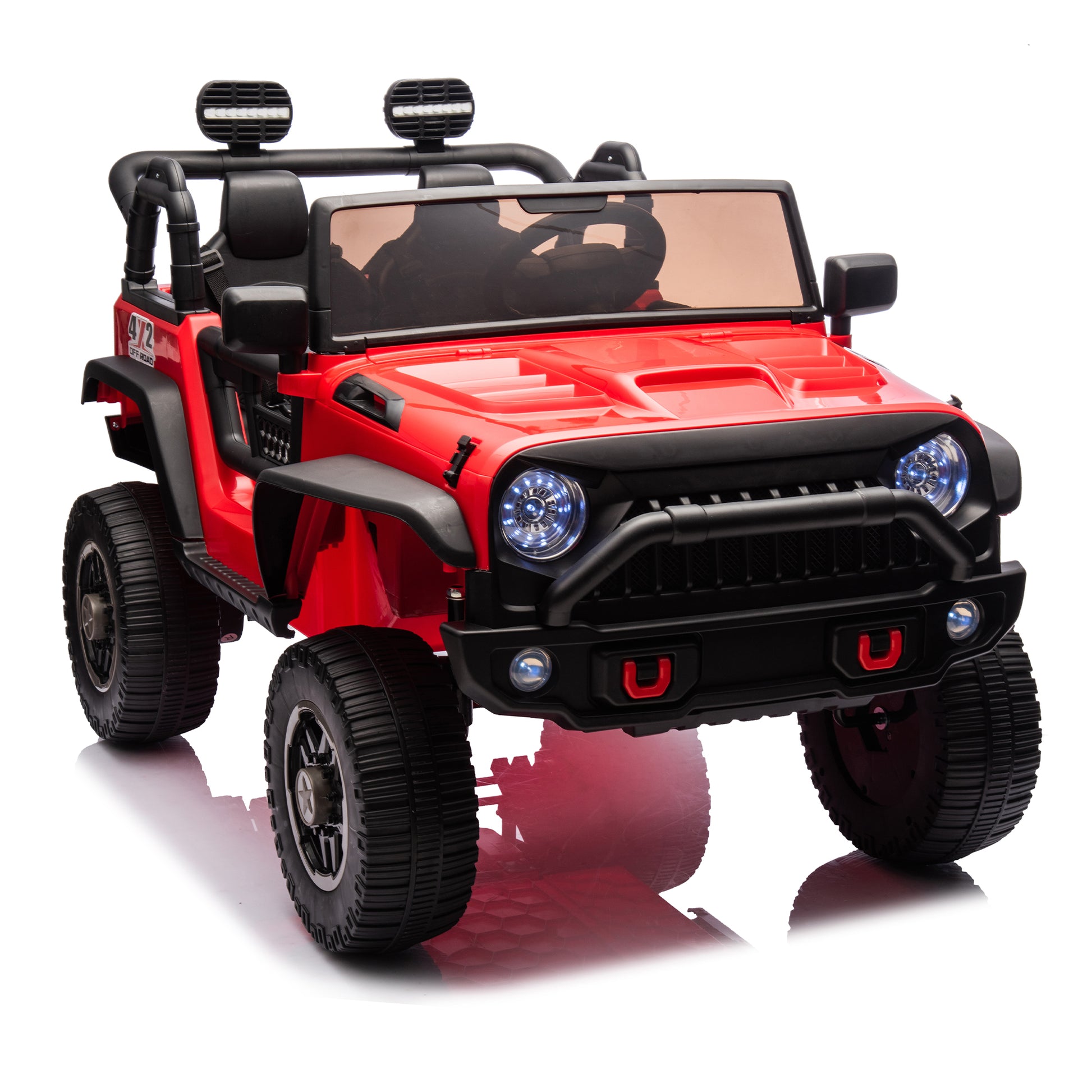 24V Two Seater Kids Ride On Truck Car W Parents Control,200W*2,Seat Width 20.28In,Four Wheel Suspension,Led Lights,Music,Mp3,Bluetooth,Two Independent Seat Belts,Suitable For Off Road For Kids Aged