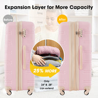 Hardshell Luggage Sets 2Pcs Bag Spinner Suitcase With Tsa Lock Lightweight 20" 28" Light Pink Abs