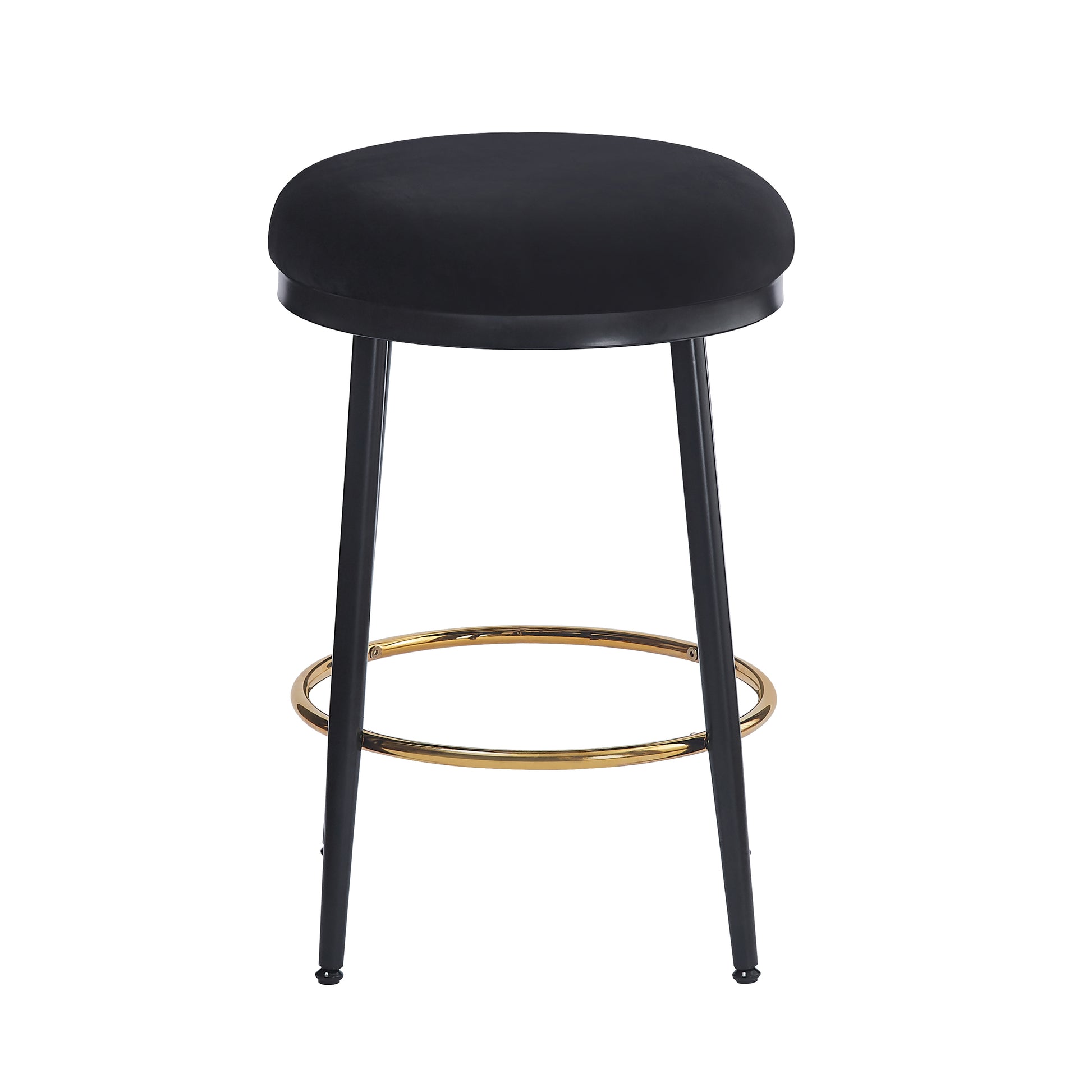 24.75'' Modern Counter Stools Set Of 2,Black Counter Stools With Iron Frame,Sponge Cushion,Footrest,Suitable For Kitchen Bedroom Dining Room Iron Black Kitchen Sponge Round Modern Set Of 2 Fiber