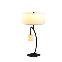 28.5" In Contemporary Dual Black Arc W Hanging Pendelum Lamp Metal Table Lamp Matte Black Metal