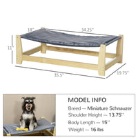 Pawhut Raised Pet Bed Wooden Frame Dog Cot With Washable Cushion For Small Medium Sized Dogs Indoor Outdoor, 35.5" X 20" X 11" Light Grey Wood