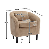 Coolmore Living Room Accent Barrel Chair, Century Modern Style Decorative Chair, Armchair For Living Room With Thick Cushions And Pillows, Comfy Single Sofa Chair, Chair With Wooden Legs,Camel Camel Corduroy