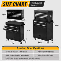 High Capacity Rolling Tool Chest With Wheels And Drawers, 8 Drawer Tool Storage Cabinet Black Iron