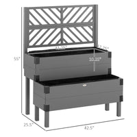 Outsunny Raised Garden Bed With Trellis, 2 Tier Wooden Elevated Planter Box With Legs And Metal Corners, For Vegetables, Flowers, Herbs, Gray Gray Wood