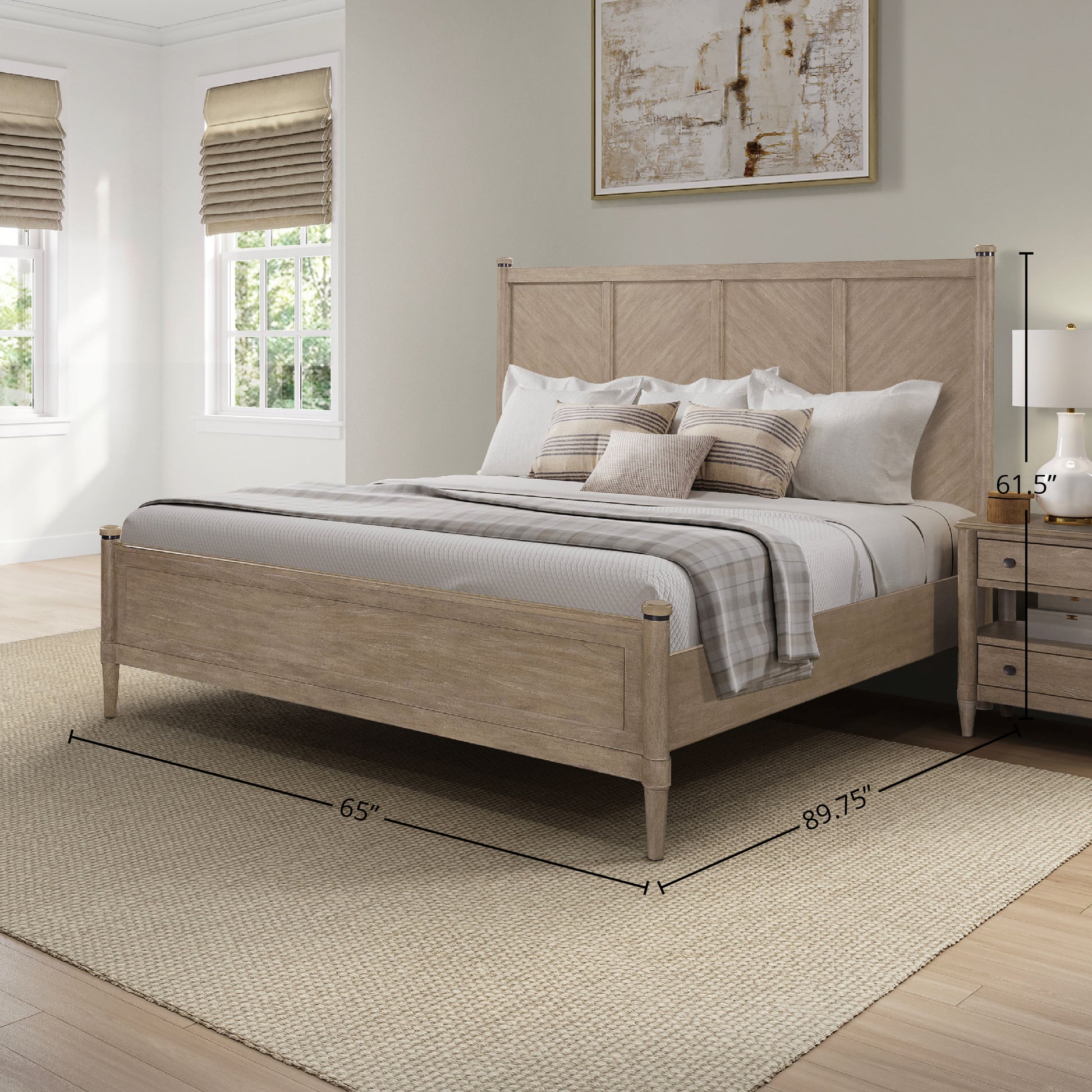 King Lo Post Bed In Sand Colored Finish King Sand Solid Wood Mdf