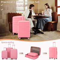 Pp Luggage Sets 3 Piece 20 24 28 , Expandable Carry On Luggage With Tsa Lock Airline Approved, Pp Materials Hard Shell And Lightweight Suitcase With Spinner Wheels Pink Pink Polypropylene