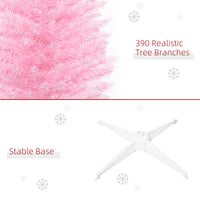 Homcom 6' Artificial Pencil Christmas Tree, Slim Xmas Tree With 390 Realistic Branch Tips And Plastic Stand, Pink Pink Plastic