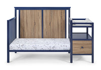 Connelly 4 In 1 Crib And Changer Combo Midnight Blue Vintage Walnut Blue Brown Wood