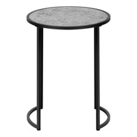 Accent Table, Side, Round, End, Nightstand, Lamp, Living Room, Bedroom, Grey Laminate, Black Metal, Contemporary, Modern Grey Metal