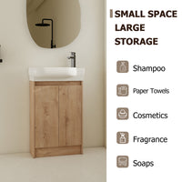 23" Freestanding Bathroom Vanity With Sink, Soft Close Doors Imitative Oak Bathroom Modern Plywood