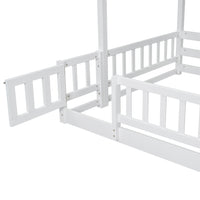 Twin Over Full Bunk Bed With Slide, Storage Staircase, Pine Solid Wooden Bunk Bed With Safety Guardrails,White White Pine