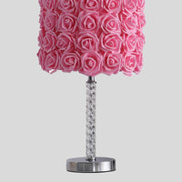 18.25" Pink Roses In Bloom Acrylic Metal Table Lamp Multicolor Metal