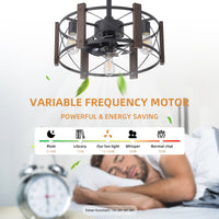 Modern Retro American Industrial Vintage Fan Lamp Dc Motor 110V Remote Control Ceiling Fan Light Black American Design Iron