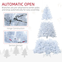 Homcom 7.5Ft Tall Prelit Artificial Christmas Tree Holiday D Cor With 1518 Branches, 500 Warm White Led Lights, Auto Open, White White Plastic