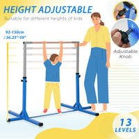 Soozier Gymnastics Bar For Kids, Adjustable Height Gym Bar, Junior Training Kip Bar For Home, Built For Kids 3 Years, Blue Blue Steel