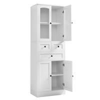 Tall Bathroom Storage Cabinet, Cabinet With Four Doors And Drawers, Adjustable Shelf, Mdf Board, White White Mdf