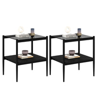 Coffee Table And End Tables Set Of 3, Tempered Glass Table With Mdf Layer, Modern Tables For Living Roomgray Glass Gray Tempered Glass