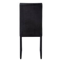 Dining Chair, Set Of 2, Side, Upholstered, Kitchen, Dining Room, Black Leather Look, Black Metal, Contemporary, Modern Black Foam Faux Leather