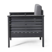 Outdoor Acacia Wood Club Chairs With Cushions, Dark Gray, 27.75"D X 32"W X 27.75"H Yes Grey Foam Acacia Wood