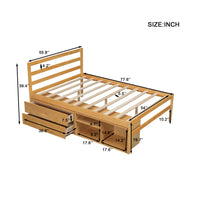 Full Size Wood Platform Bed With Removable Storage Shelves, Built In Two Storage Drawers For Added Convenience, Natural Full Natural Wood