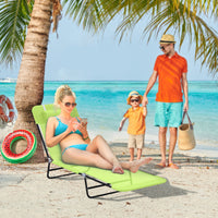 Outsunny Folding Chaise Lounge Chair, Pool Sun Tanning Chair, Outdoor Lounge Chair With Reclining Back,Mesh Seat, Headrest For Beach, Yard, Patio, Green Green Steel