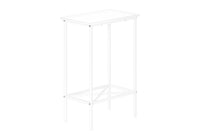 Accent Table, Side, End, Narrow, Small, 2 Tier, Living Room, Bedroom, White Laminate, White Metal, Contemporary, Modern White Particle Board