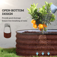 Outsunny 8' X 2' X 1.4' Galvanized Raised Garden Bed Kit, Outdoor Metal Elevated Planter Box With Safety Edging, Easy Diy Stock Tank For Growing Flowers, Herbs & Vegetables, Brown Brown Steel