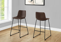 Office Chair, Bar Height, Standing, Computer Desk, Work, Brown Leather Look, Black Metal, Contemporary, Modern Brown Foam Polyurethane