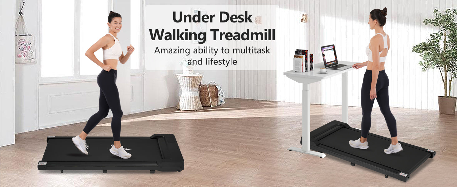 Release 8.10 Walking Pad Under Desk Treadmill For Home Office 2.5Hp Walking Treadmill 0.6 4Mph 300Lbs Capacity Treadmill For Walking Running Remote Control Batterys Black Metal