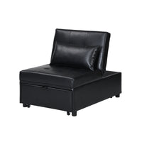 Folding Ottoman Sofa Bed Black Black Leather