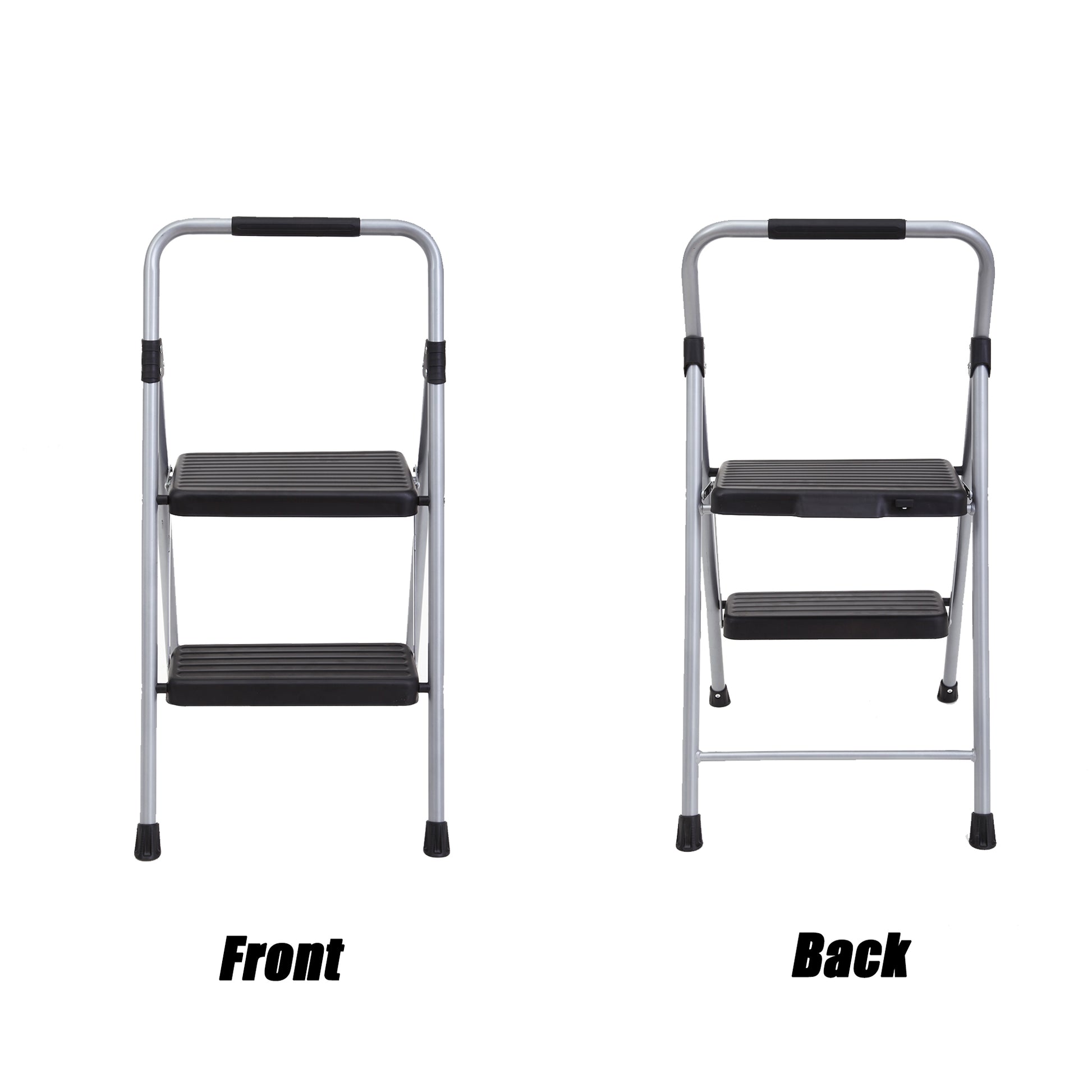 2 Step Ladder Step Stool For Adults 2 Step Ladder Folding Step Stool Wide Anti Slip Pedal Ergonomic Design Black Iron