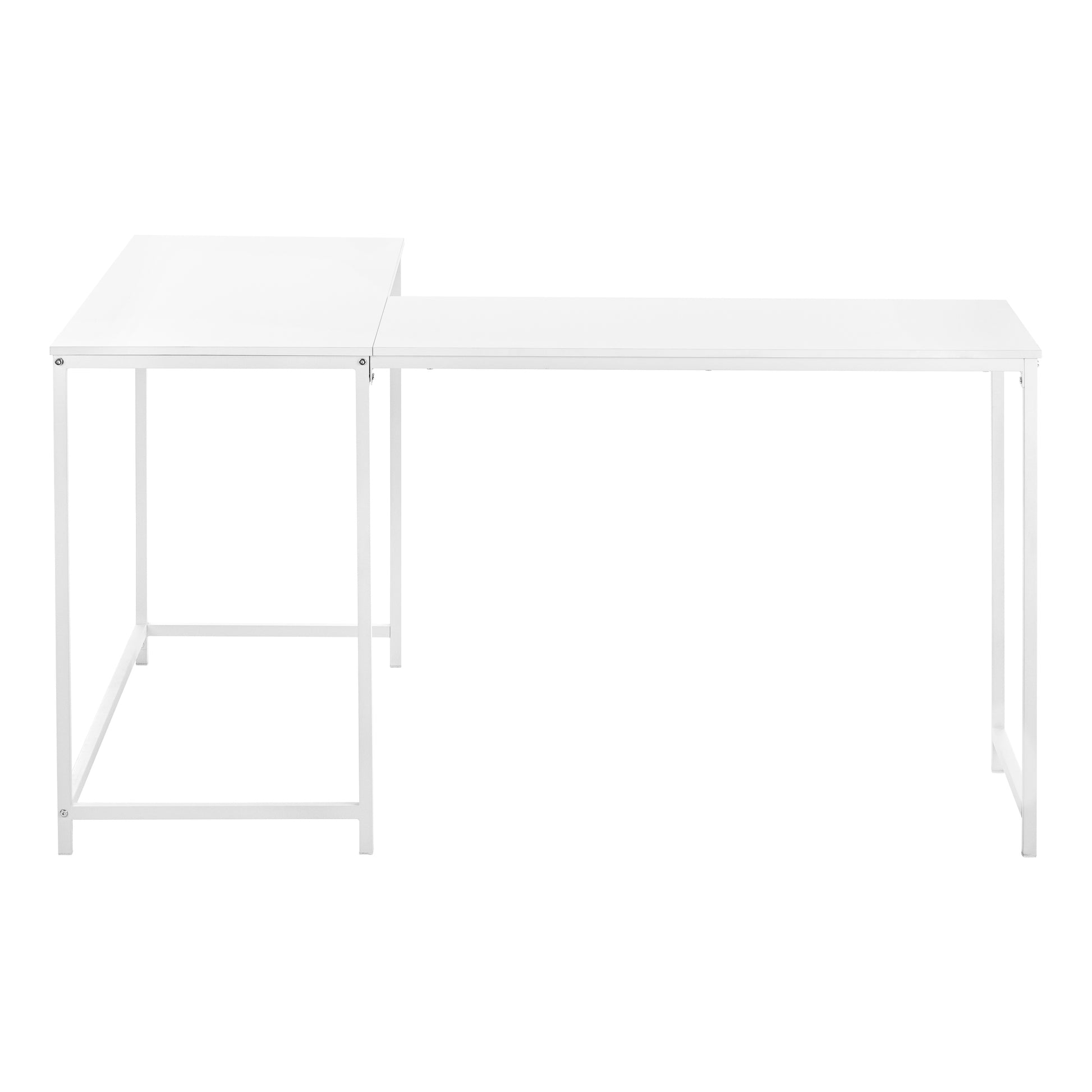 Computer Desk, Home Office, Corner, 58"L, L Shape, Work, Laptop, White Laminate, White Metal, Contemporary, Modern White Particle Board