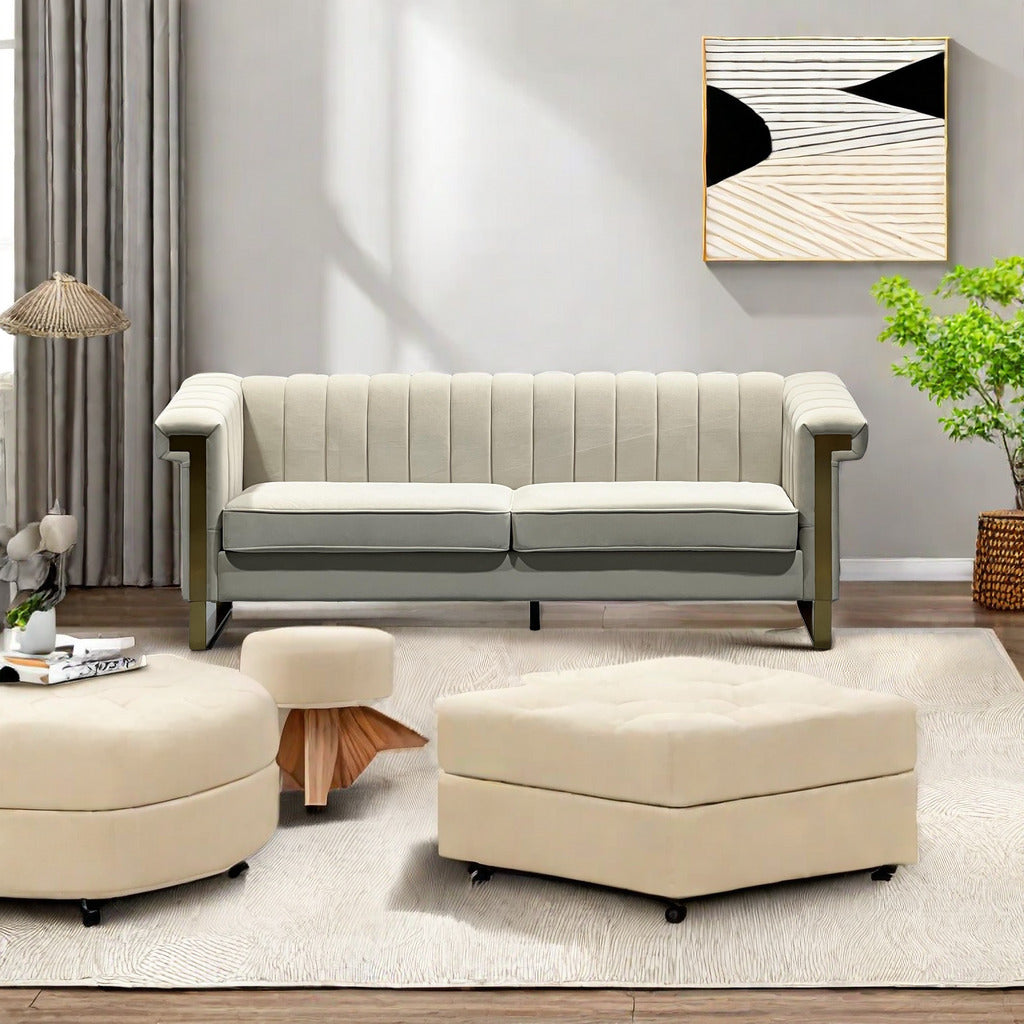 Fx P81 Cw Sofa Cream White Velvet 2 Seat