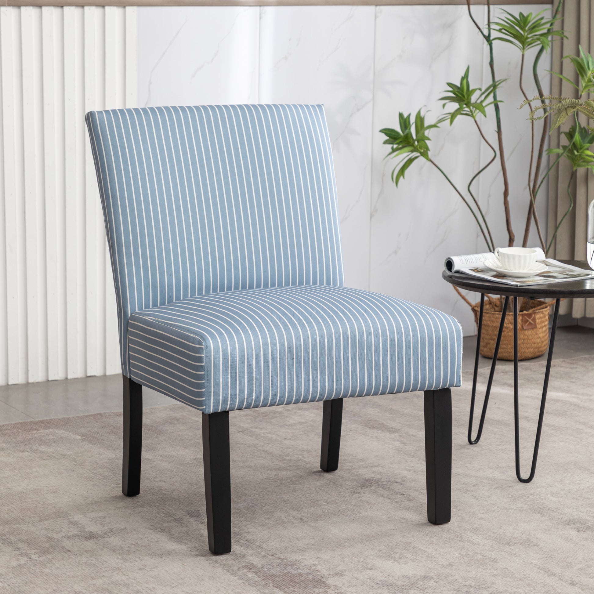 Botticelli Upholstered Slipper Accent Chair Blue Espresso Primary Living Space Contemporary,Modern Solid Wood