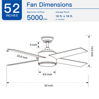 52" Integrated Led Light Matte Black Blade Ceiling Fan With Remote Control With 4 Blades Matte Black Plywood