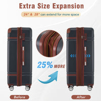 24 In Luggage 1 Piece With Tsa Lockexpandable Lightweight Suitcase Spinner Wheels, Vintage Luggage,Black Change To Sku:N732P171621B Black Abs