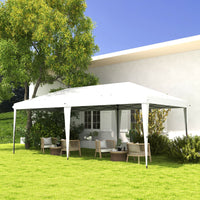 Outsunny 10' X 19.2' Pop Up Canopy Tent, Heavy Duty Tent For Parties, Outdoor Instant Gazebo Sun Shade Shelter With Carry Bag For Catering, Events, Wedding, Backyard Bbq, White White Steel