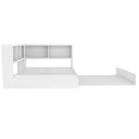 Metal Full Size Daybed With Trundle, Storage Cabinets And Usb Ports, White Full White Metal