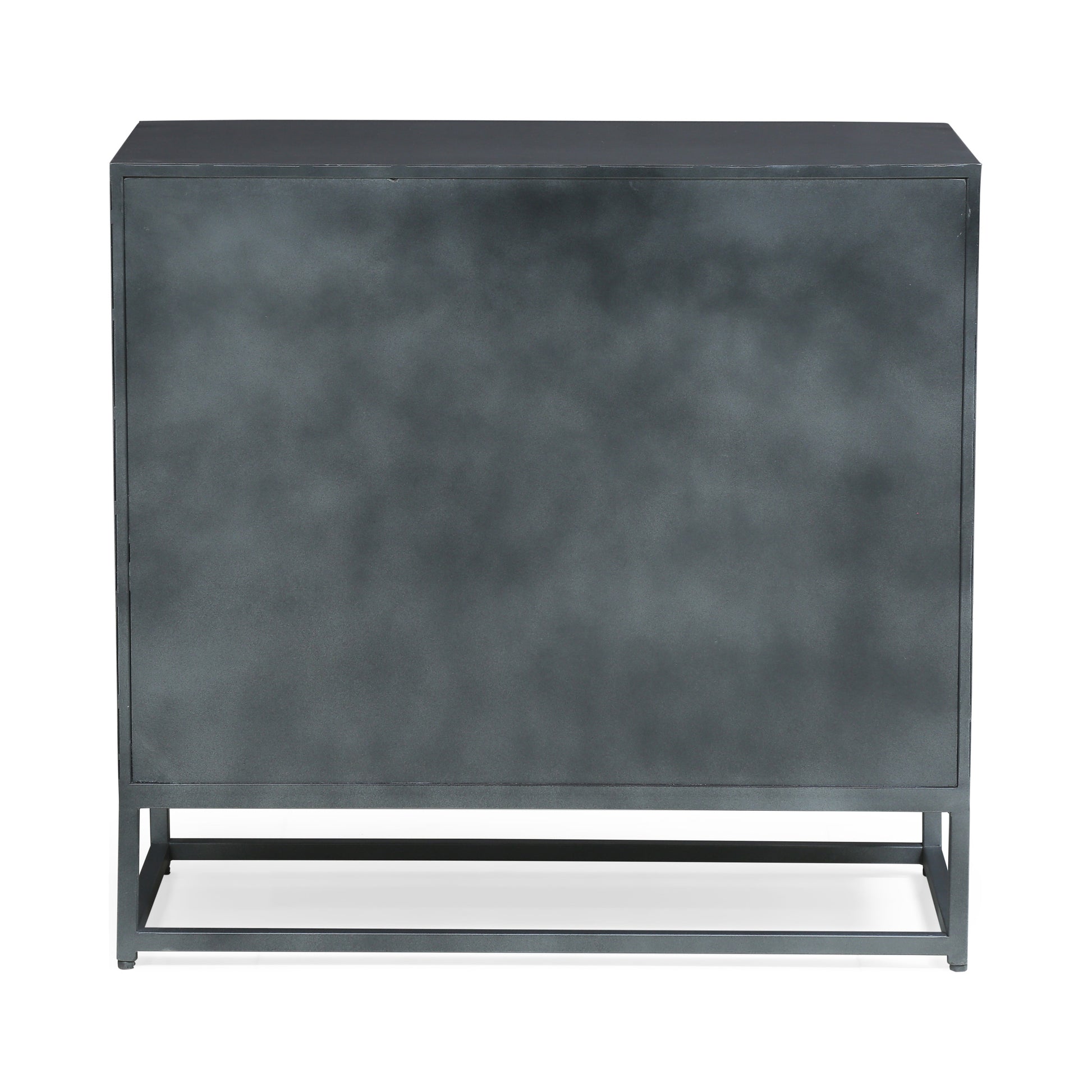 2 Door Cabinet Grey Metal & Wood