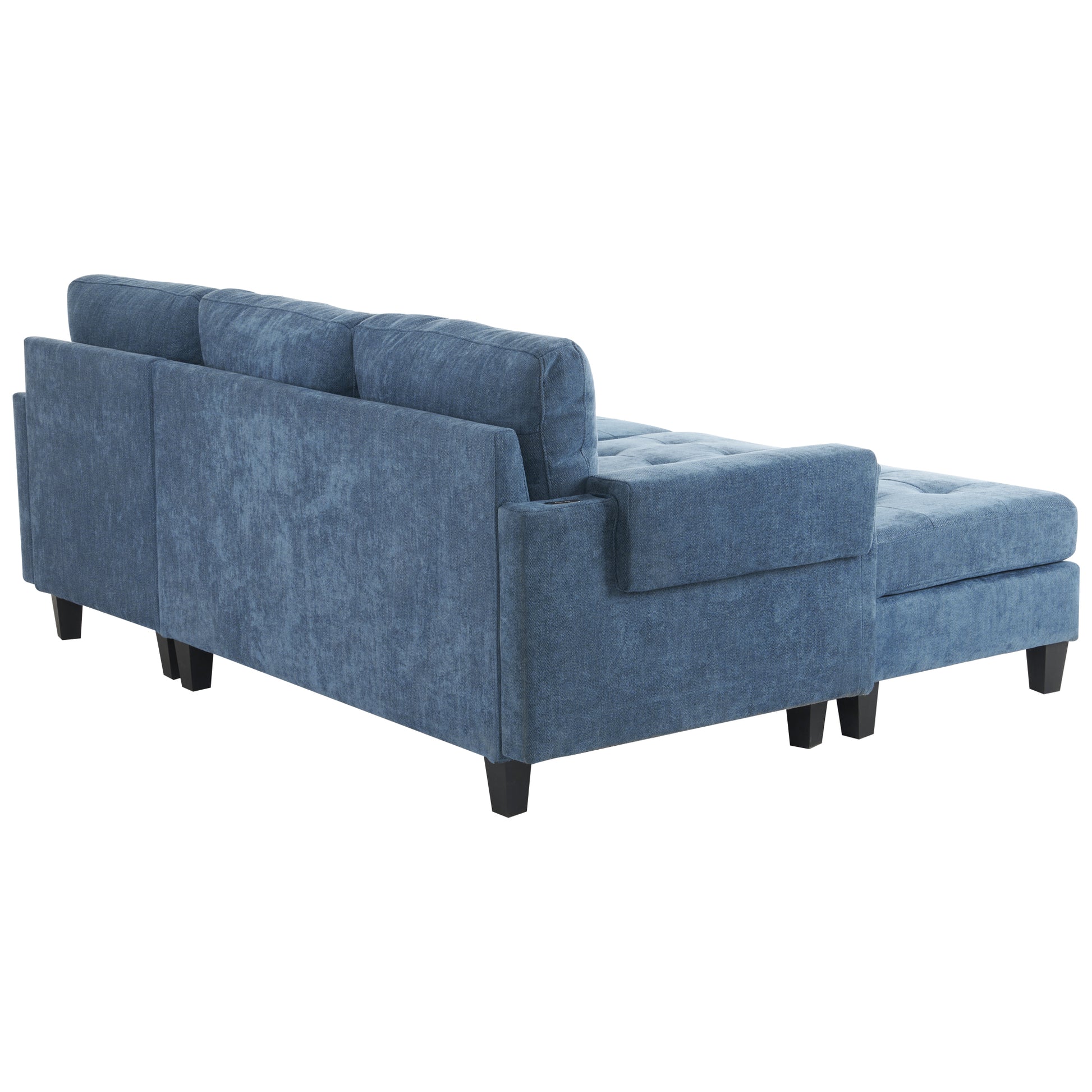 83.4" L Shaped Sofa Sectional Couch Sofa Bed With Two Usb Ports, A Movable Ottoman And A Reversible Chaise Lounge For Living Room, Navy Blue Navy Blue Foam Chenille 5 Seat