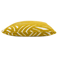 La Broderie 20" Square Embroidered Throw Pillow & Feather Down Insert, Brushstroke Yellow Embroidery Yellow Down Filling Fabric
