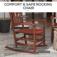Outsunny Outdoor Rocking Chair Set Of 2, Patio Wooden Rocking Chair With Smooth Armrests, High Back For Garden, Balcony, Porch, Supports Up To 352 Lbs., Wine Red Red Fabric Metal