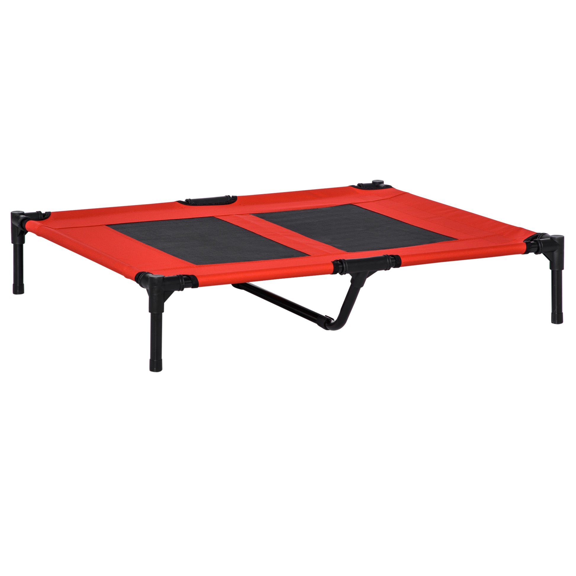 Pawhut 36" X 30" Elevated Cooling Summer Dog Cot Pet Bed With Mesh Ventilation Red Red Metal